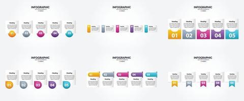 conjunto de design plano de infográficos de ilustração vetorial para folheto publicitário e revista vetor