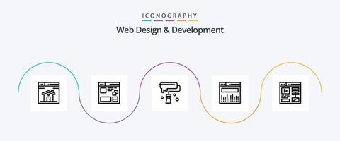 pacote de ícones de linha 5 de design e desenvolvimento da web, incluindo . criatividade . página . criativo . artístico vetor
