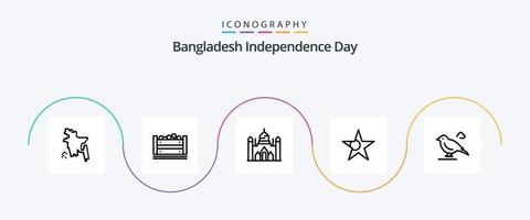 Dia da Independência de Bangladesh linha 5 pacote de ícones incluindo pardal. britânico. Bangladesh. pássaro. bandeira vetor