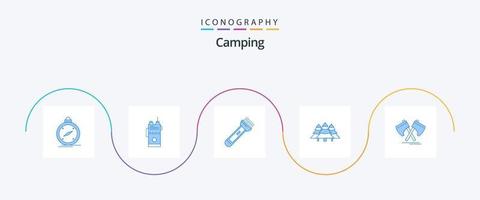 pacote de ícones de acampamento azul 5, incluindo acampamento. caminhada. rádio. acampamento. claro vetor