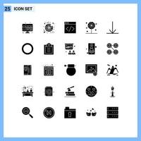 conjunto de 25 sinais de símbolos de ícones de interface do usuário modernos para desenvolvimento de junta de calço para baixo elementos de design de vetores editáveis doces