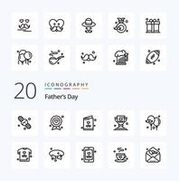 20 pacotes de ícones de linha do dia dos pais, como avatar do dia do pai dos pais vetor