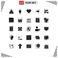 25 ícones criativos sinais modernos e símbolos de mapa de bandeira de transporte seta para a direita elementos de design vetoriais editáveis vetor