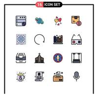 conjunto de 16 sinais de símbolos de ícones de interface do usuário modernos para entrega de produto caixa de coração dia dos namorados elementos de design de vetores criativos editáveis