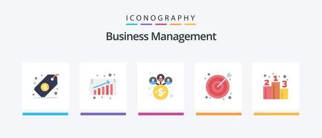 pacote de ícones plana 5 de gerenciamento de negócios, incluindo . classificação. gestão. posição. alvo. design de ícones criativos vetor