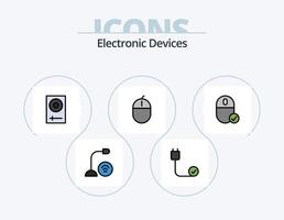 linha de dispositivos cheia de ícone pack 5 design de ícone. fone de ouvido. potência. instrumento. hardware. cordão vetor