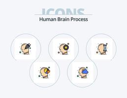 linha de processo do cérebro humano cheia de ícones do pacote 5 design de ícones. pensando. mente. mente. humano. plugue vetor