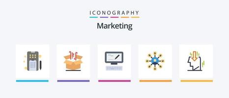 pacote de ícones de 5 planos de marketing, incluindo marketing. corrente. marketing. boneca. do utilizador. design de ícones criativos vetor