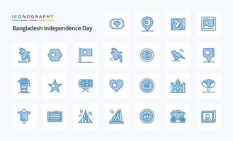 25 pacote de ícones azul do dia da independência de bangladesh vetor