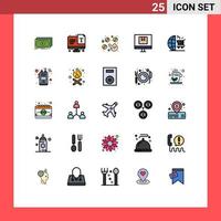 25 ícones criativos, sinais modernos e símbolos de fonte de comércio online, dinheiro, elementos de design de vetores editáveis