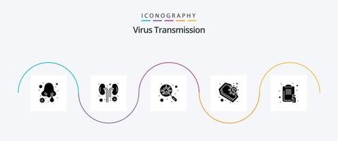 pacote de ícones de glifo 5 de transmissão de vírus, incluindo assistência médica. infecção. vírus. morte. caixão vetor