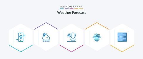 pacote de ícones azuis do tempo 25, incluindo . clima. Sol. confusão. clima vetor