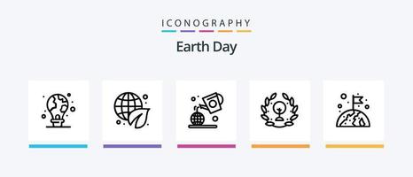 pacote de ícones da linha 5 do dia da terra, incluindo proteção. globo. terra. terra. calendário. design de ícones criativos vetor