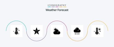 pacote de ícones do glifo meteorológico 5, incluindo . nuvem. clima. quente vetor