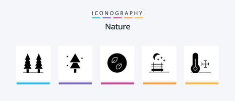 pacote de ícones do glifo 5 da natureza, incluindo clima. temperatura. ecologia. natureza. natureza. design de ícones criativos vetor