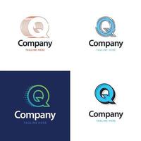 letra q design de pacote de logotipo grande design criativo de logotipos modernos para o seu negócio vetor