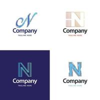 letra n design de pacote de logotipo grande design criativo de logotipos modernos para o seu negócio vetor