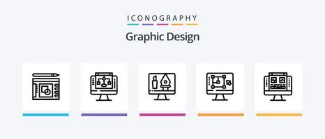 pacote de ícones de linha 5 de design gráfico, incluindo cor. servidor. o negócio. compartilhar. sucesso. design de ícones criativos vetor