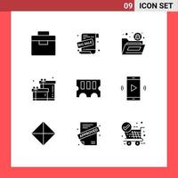 9 interface do usuário pacote de glifos sólidos de sinais e símbolos modernos de elementos de design de vetores editáveis de vírus de caixa de bug de presente de memória