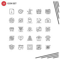 grupo de símbolos de ícones universais de 25 linhas modernas de elementos de design de vetores lunares editáveis do ano médico criativo yin yang