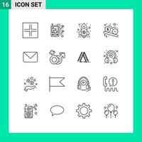 pacote de interface do usuário com 16 esboços básicos de elementos de design de vetores editáveis em dólares do horário de lançamento do relógio de correio