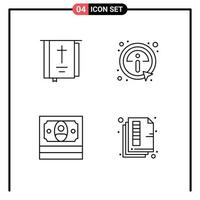 pacote de 4 cores planas criativas de linhas preenchidas da religião de dinheiro da Bíblia detalhes de elementos de design de vetores editáveis de dinheiro