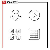 conjunto de 4 sinais de símbolos de ícones de interface do usuário modernos para camada de comida multimídia de cinta alienígena 1 elementos de design de vetores editáveis