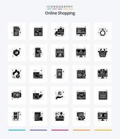 compras on-line criativas pacote de ícones pretos sólidos de 25 glifos, como o presente. compras online. Entrega. monitor. computador vetor