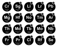 20 tabela periódica do design do pacote de ícones de elementos vetor