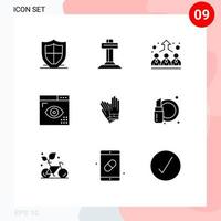 9 interface do usuário pacote de glifos sólidos de sinais e símbolos modernos de desenvolvimento de programação gerenciamento de design de páscoa elementos de design de vetores editáveis