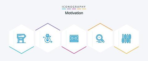 motivação 25 pacote de ícones azuis, incluindo volume. som. dólar. equalizador. achar vetor