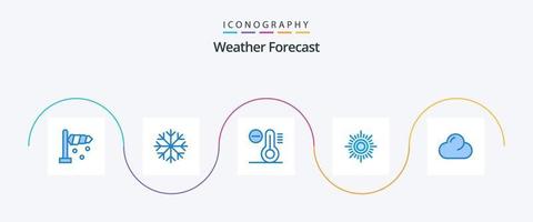 pacote de ícones do tempo azul 5, incluindo . temperatura. nublado. nuvem vetor