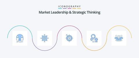 liderança de mercado e pensamento estratégico azul 5 pacote de ícones incluindo fofocas. grupo. flecha. localizador vetor