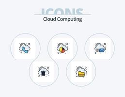 linha de computação em nuvem cheia de design de ícones do pacote 5. correspondência. ferramenta. nuvem. reparar. nuvem vetor
