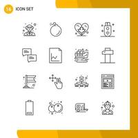 pacote de interface do usuário de 16 contornos básicos de armazenamento de comunicação outono stick memória elementos de design de vetores editáveis