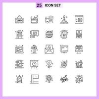 25 ícones criativos sinais modernos e símbolos de desenvolvimento codificação expressão navegador lupa elementos de design vetoriais editáveis vetor