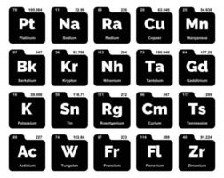 20 tabela periódica do design do pacote de ícones de elementos vetor