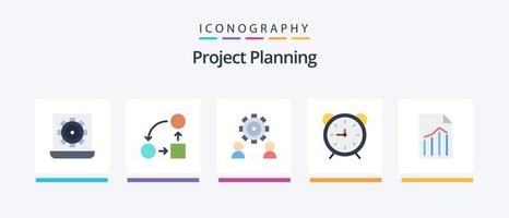 pacote de ícones plano de planejamento de projeto 5, incluindo tempo. relógio. estratégia. do utilizador. preferência. design de ícones criativos vetor