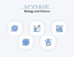 design de ícones do pacote de 5 ícones azuis de biologia. contente. crescer. molécula. plantar. direto vetor