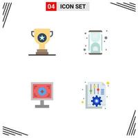 4 ícones planos universais assinam símbolos de design de laboratório de marketing de marca de prêmio elementos de design de vetores editáveis