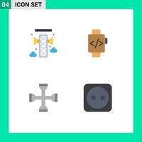 4 ícones criativos, sinais modernos e símbolos de configuração de anúncio, alto-falante, relógio, chave inglesa, elementos de design vetorial editáveis vetor