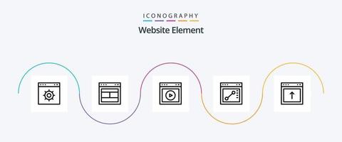 pacote de ícones da linha 5 do elemento do site, incluindo seta. desenhar. local na rede Internet. navegador. rede vetor