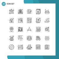pacote de 25 sinais e símbolos de linhas modernas para mídia impressa na web, como elementos de design de vetores editáveis de compras de aplicativos de aplicativos de programa