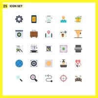 conjunto de 25 sinais de símbolos de ícones de interface do usuário modernos para usuário homem laboratório feliz cliente elementos de design de vetores editáveis