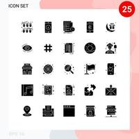 25 conceito de glifo sólido para sites móveis e aplicativos de comunicação móvel seta bluetooth verificar elementos de design vetoriais editáveis vetor