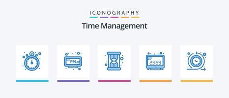 pacote de ícones azul 5 de gerenciamento de tempo, incluindo regular. tela. ampulheta. tempo de computador. computador. design de ícones criativos vetor