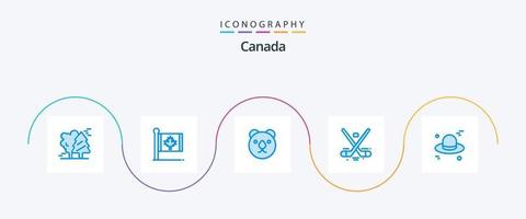 Pacote de ícones canadá azul 5, incluindo olimpíadas. hóquei. folha. jogos. predador vetor