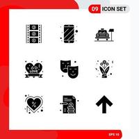 pacote de ícones vetoriais de estoque de 9 sinais e símbolos de linha para máscaras de arte distintivo de fita de estacionamento insígnia elementos de design de vetores editáveis