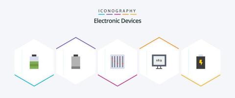 dispositivos 25 pacote de ícones planos, incluindo . tela. elétrico vetor