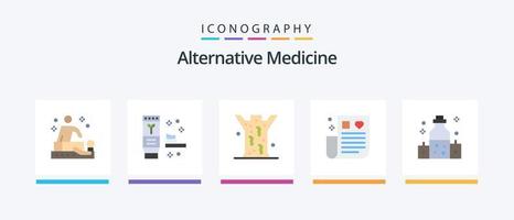 pacote de ícone plano de medicina alternativa 5 incluindo massagem. remédio. entomologia. médico. medicamento. design de ícones criativos vetor